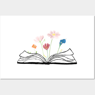 Flowers growing form a book - beautiful reading - green Posters and Art